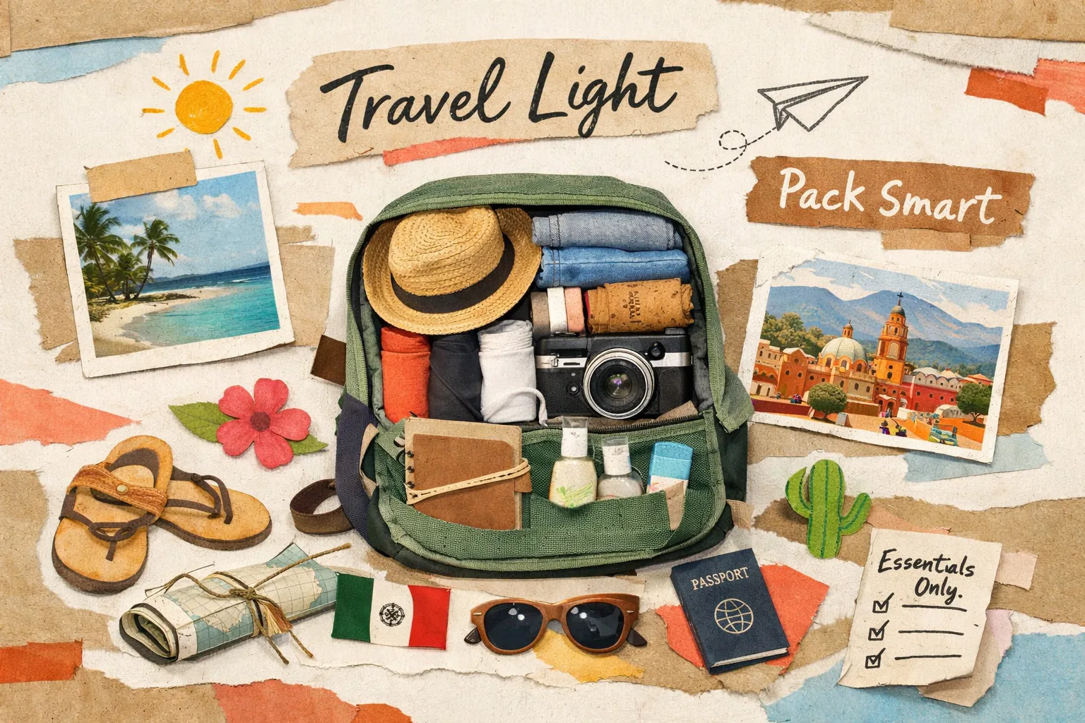Light pack kit for slow travel in Mexico: Pack smart